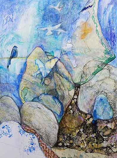 Bird with creek bed