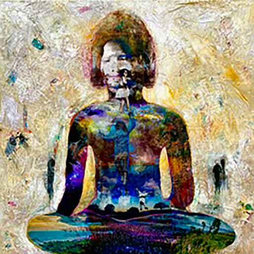 Painted collage abstract.