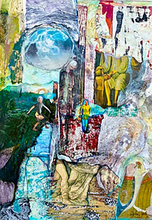 Painted collage abstract.